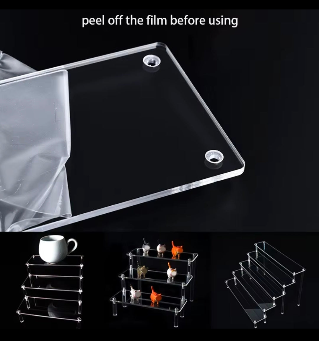 1-5 Tier Acrylic Display Risers Clear Shelf