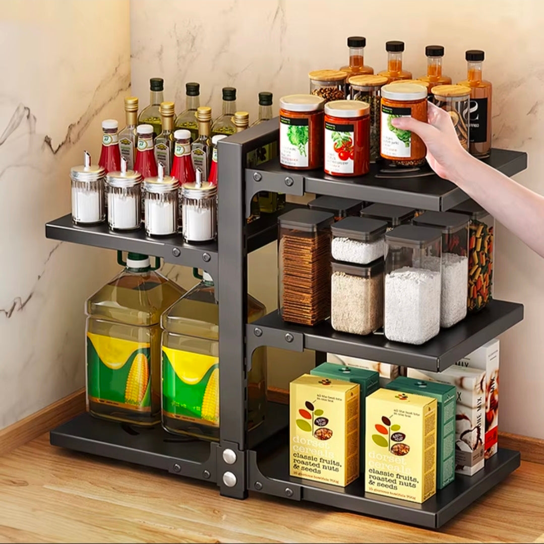 Multi Tier Adjustable Kitchen Pot Rack