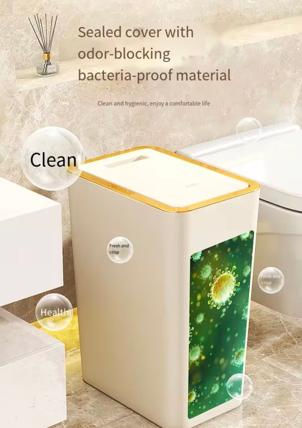 Press-Top Pop-Up Slim Trash Can